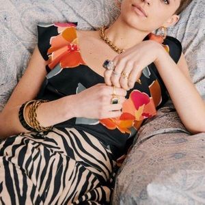 Sézane Vehiné Blouse, Flower Ink, EU size 36, US size 4